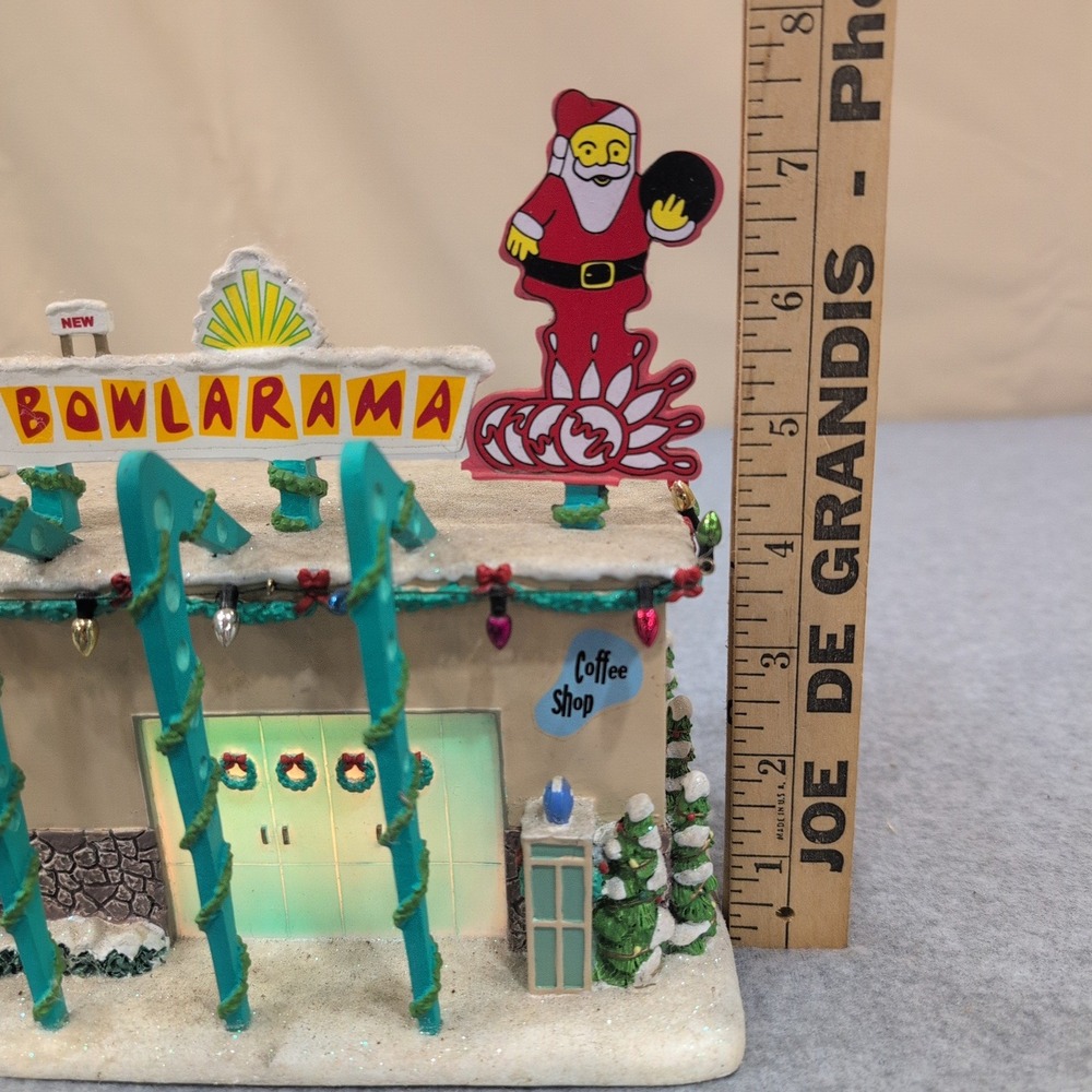 Barneys Bowlarama Lighted Christmas Village Building Retro Bowling Alley Decor - Picture 8 of 10